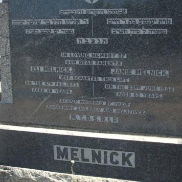 MELNICK Eli -1953 &amp; Janie -1952 