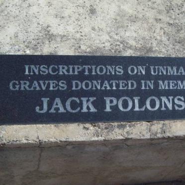 1. Inscriptions of unmarked graves donated by Jack POLONSKY