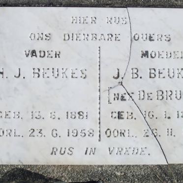 BEUKES H.J. 1881-1958 &amp; J.B. DE BRUYN 1882-1957