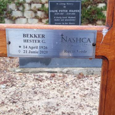 BEKKER Hester G. 1926-2020