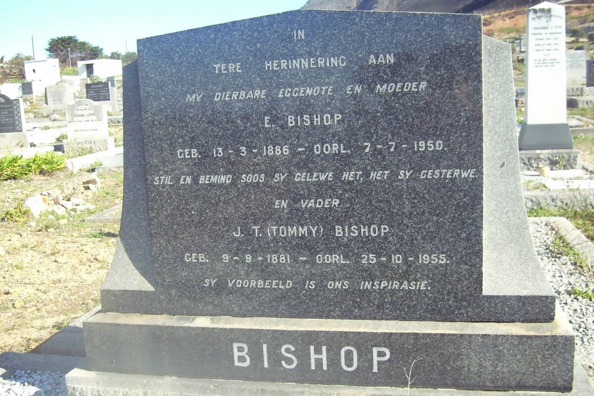 BISHOP J.T. 1881-1955 &amp; E. 1886-1950