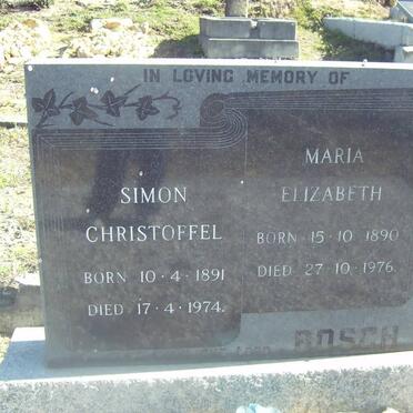 BOSCH Simon Christoffel 1891-1974 &amp; Maria Elizabeth 1890-1976