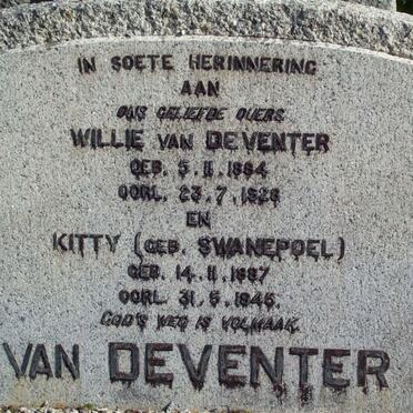 DEVENTER Willie, van 1884-1928 &amp; Kitty SWANEPOEL 1887-1945