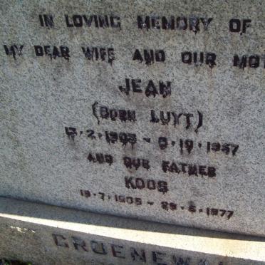 GROENEWALD Koos 1905-1977 &amp; Jean LUYT 1903-1957