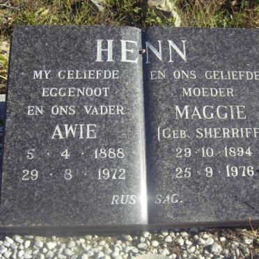 HENN Awie 1888-1972 &amp; Maggie SHERRIFF 1894-1976