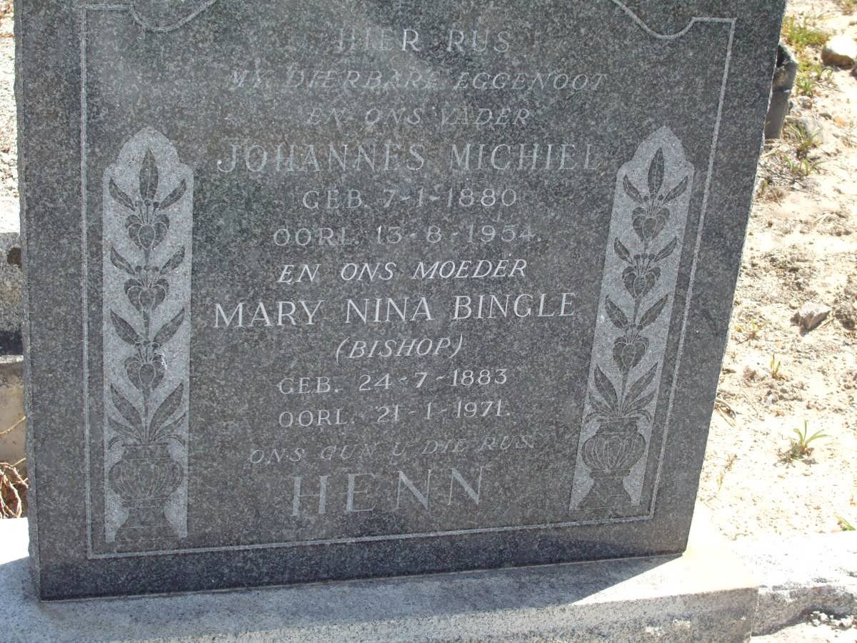HENN Johannes Michiel 1880-1954 &amp; Mary Nina Bingle BISHOP 1883-1971
