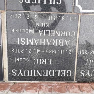 ABRAHAMSE Cornelia 1918-2014 :: GELDENHUYS Eric 1935-2002