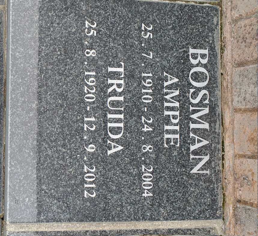 BOSMAN Ampie 1910-2004 &amp; Truida 1920-2012