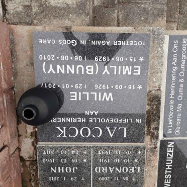 COCK Willie, la 1926-2017 &amp; Emily 1929-2010