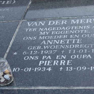 MERWE Pierre, van der 1934-1999 &amp; Annette WOENSDREGT 1937-1999