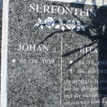 SERFONTEIN Johan 1939- &amp; Rita 1943-2007