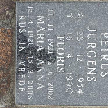 VISSER Petrus Jurgens 1954-1990 :: VISSER Floris 1921-2002 :: VISSER Maria Anna 1920-2006
