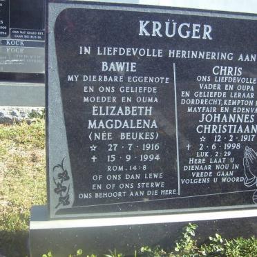 KRUGER Johannes Christiaan 1917-1998 &amp; Elizabeth Magdalena BEUKES 1916-1994