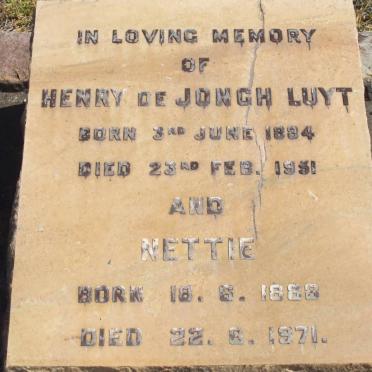 LUYT Henry de Jongh 1884-1951 &amp; Nettie 1888-1971