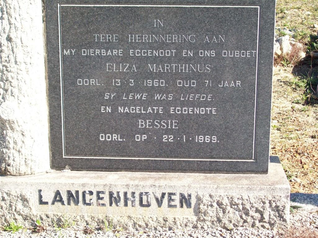LANGENHOVEN Eliza Marthinus -1960 &amp; Bessie -1969