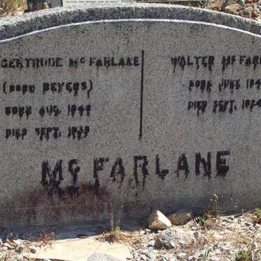 McFARLANE Walter 1845-1924 &amp; Ria Gertrude BEYERS 1848-1939
