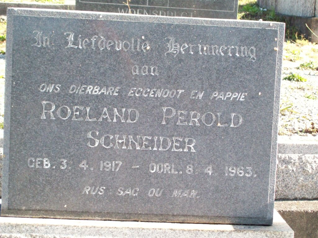 SCHNEIDER Roeland Perold 1917-1963