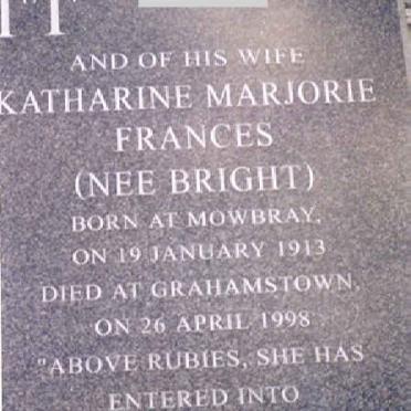 SCOTT Katharine Marjorie Frances nee BRIGHT 1913-1998