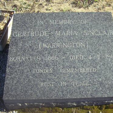 SINCLAIR Gertrude Maria nee WARRINGTON 1886-1963