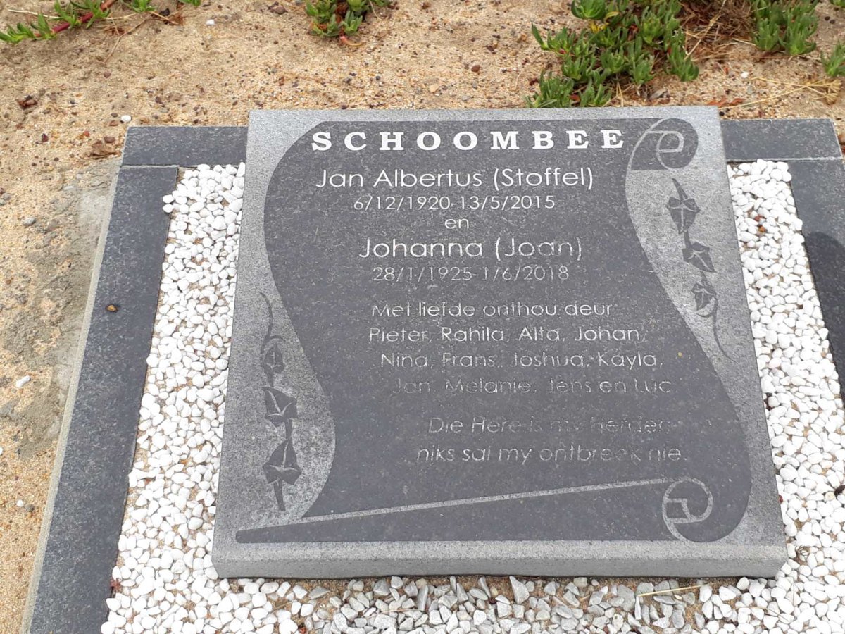 SCHOOMBEE Jan Albertus 1920-2015 &amp; Johanna 1925-2018