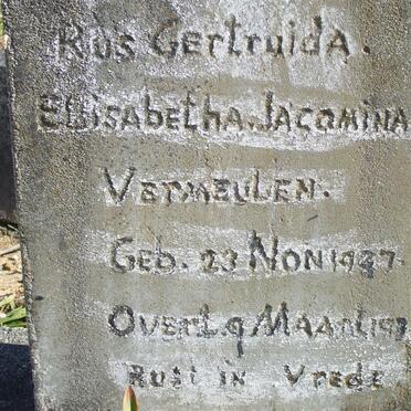 VERMEULEN Gertruida Elisabeth Jacomina 1937-193?
