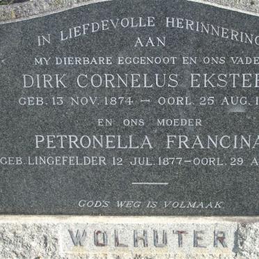 WOLHUTER Dirk Cornelus Eksteen 1874-1967 &amp; Petronella Francina LINGEFELDER 1877-1972