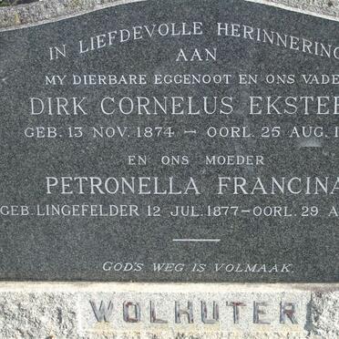 WOLHUTER Dirk Cornelus Eksteen 1874-1967 &amp; Petronella Francina LINGEFELDER 1877-1972