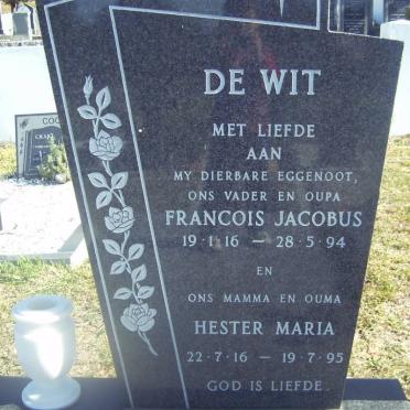 WIT Francois Jacobus, de 1916-1994 &amp; Hester Maria 1916-1995