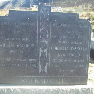 WOENSDREGT Willem Jacobus 1893-1976 &amp; Cornelia Isabella THIER 1898-1966