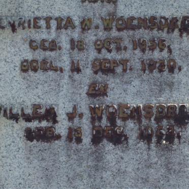 WOENSDREGT Willem J. 1863- &amp;  Henrietta W. 1856-1930
