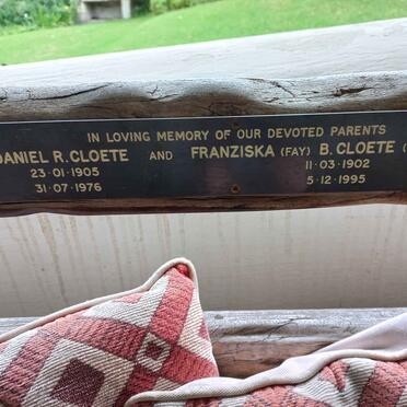 CLOETE Daniel R. 1905-1976 &amp; Franziska B. ZWEIG 1902-1995