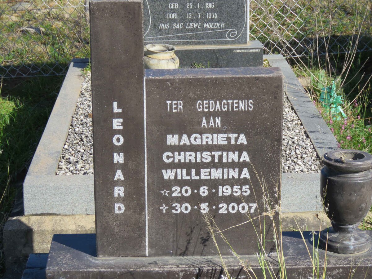 LEONARD Magrieta Christina Willemina 1955-2007