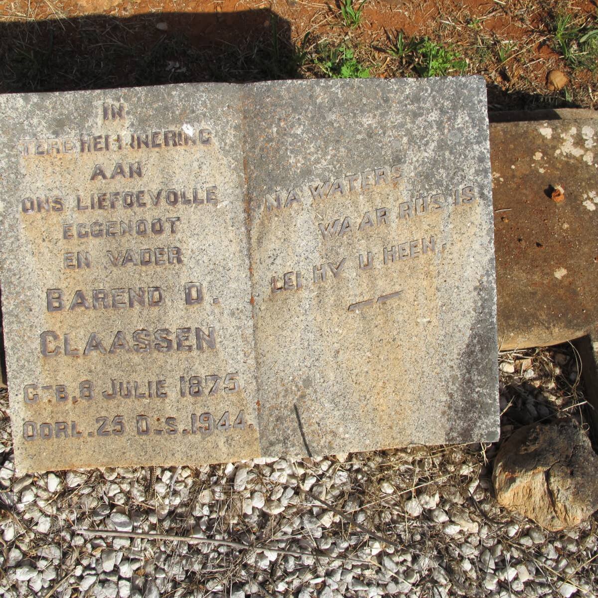 CLAASSEN Barend D. 1875-1944