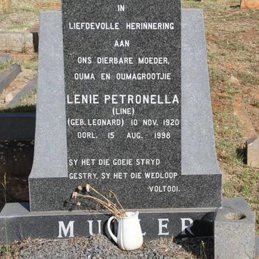 MULLER Lenie Petronella nee LEONARD 1920-1998