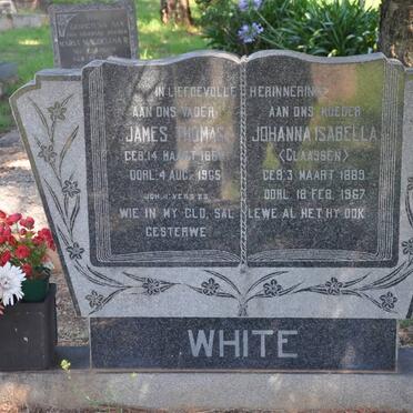 WHITE James Thomas 1868-1987 &amp; Johanna Isabella CLAASSEN 1889-1967