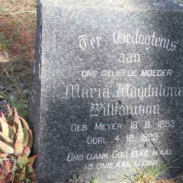 WILLIAMSON Maria Magdalena nee MEYER 1893-1923