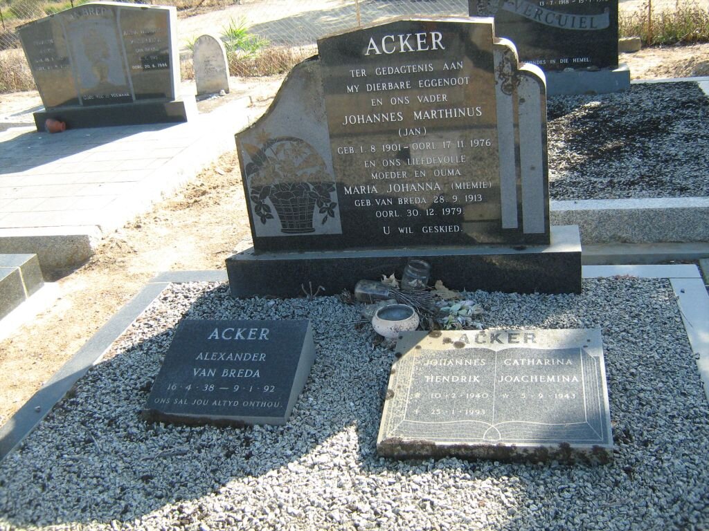 ACKER Johannes Marthinus 1901-1976  ACKER Maria Johanna nee VAN BREDA 1913-1979