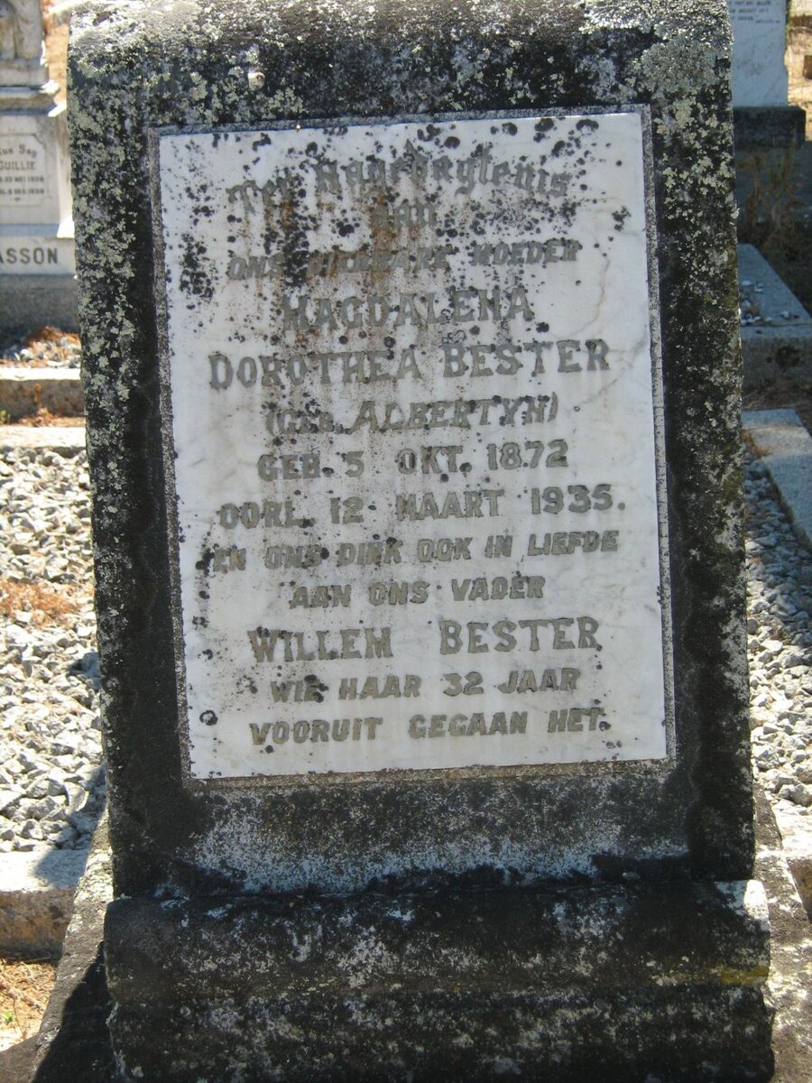 BESTER Magdalena Dorothea ALBERTYN 1872-1935