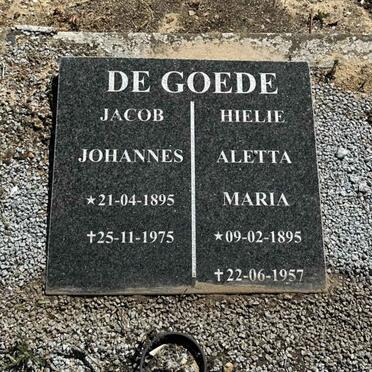 GOEDE Jacob Johannes, de 1895-1975 & Hielie Aletta Maria 1895-1957