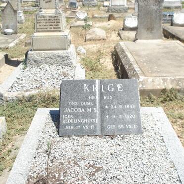 KRIGE Jacoba M.S. nee REDELINGHUYS 1843-1920