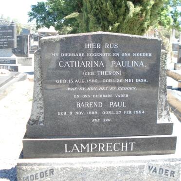 LAMPRECHT Barend Paul 1889-1984 &amp; Catharina Paulina THERON 1892-1958