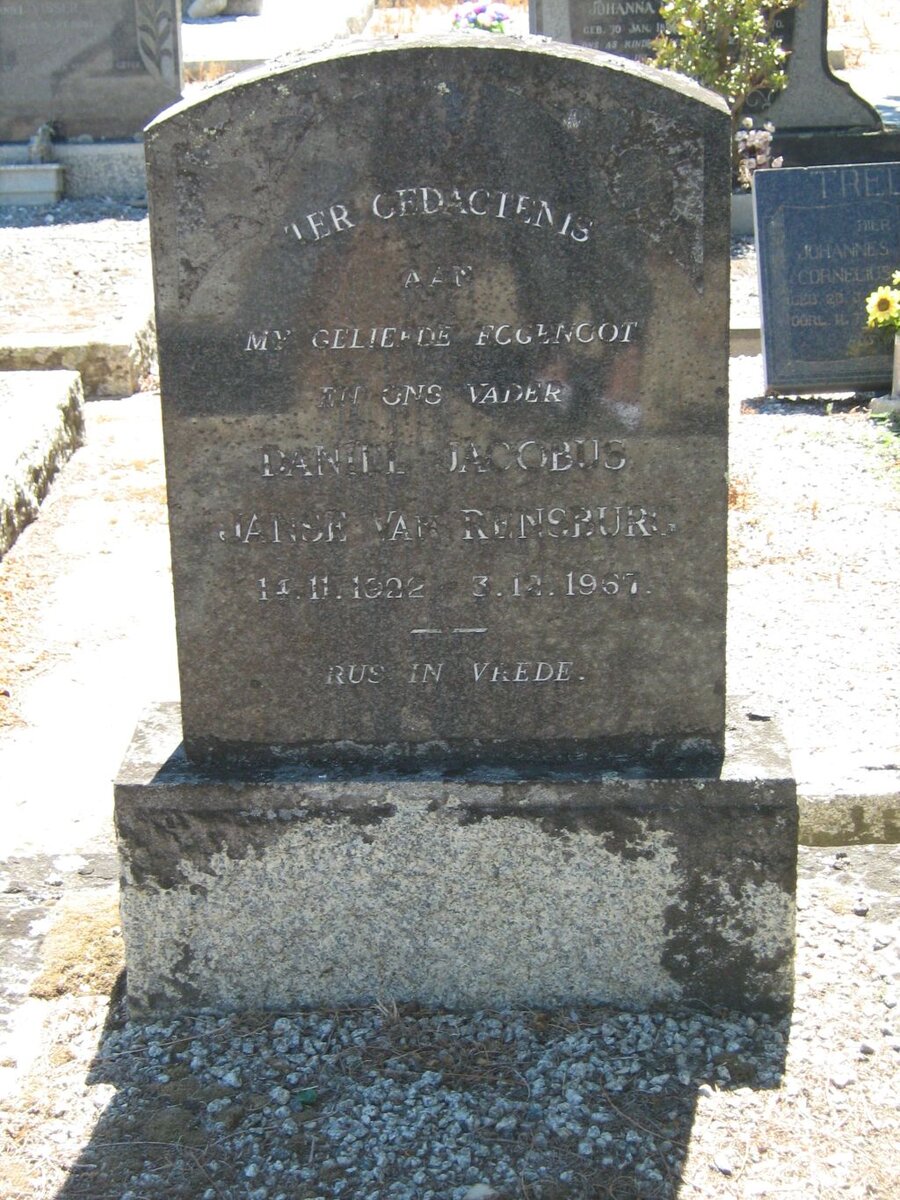 RENSBURG Daniel Jacobus, Janse van 1922-1967