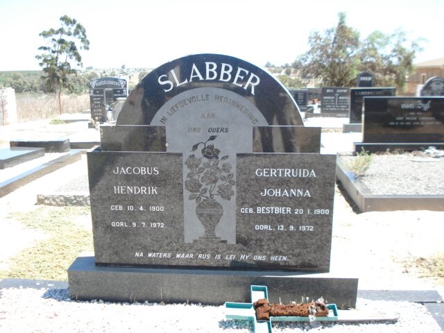 SLABBER Jacobus Hendrik 1900-1972 &amp; Gertruida Johanna BESTBIER 1900-1972