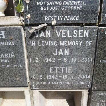 VELSEN Jan, van 1942-2001 &amp; Ettie 1942-2004