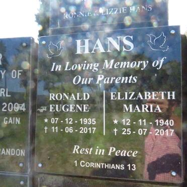 HANS Ronald Eugene 1935-2017 &amp; Elizabeth Maria 1940-2017