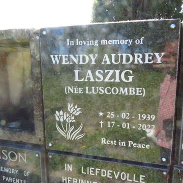 LASZIG Wendy Audrey nee LUSCOMBE 1939-2022