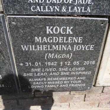 KOCK Magdelene Wilhelmina Joyce 1942-2016