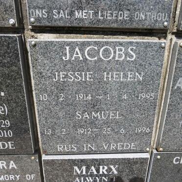 JACOBS Samuel 1912-1996 &amp; Jessie Helen 1914-1995