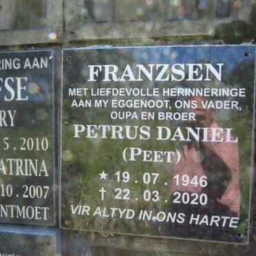 FRANZSEN Petrus Daniel 1946-2020
