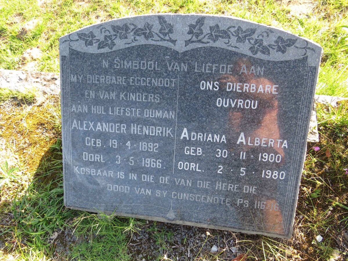 ? Alexander Hendrik 1892-1966 &amp; Adriana Alberta 1900-1980